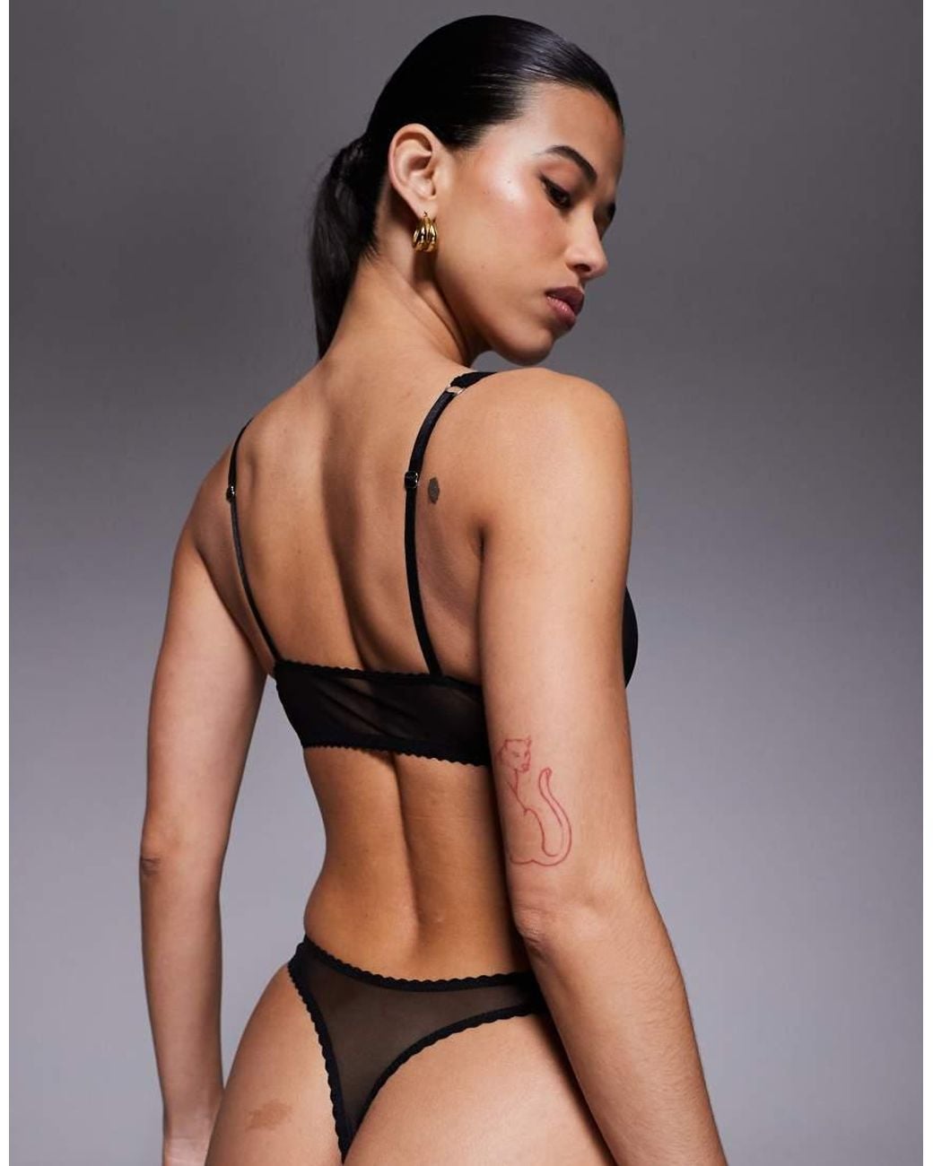 ASOS Black Mila Sheer Mesh High Leg Thong