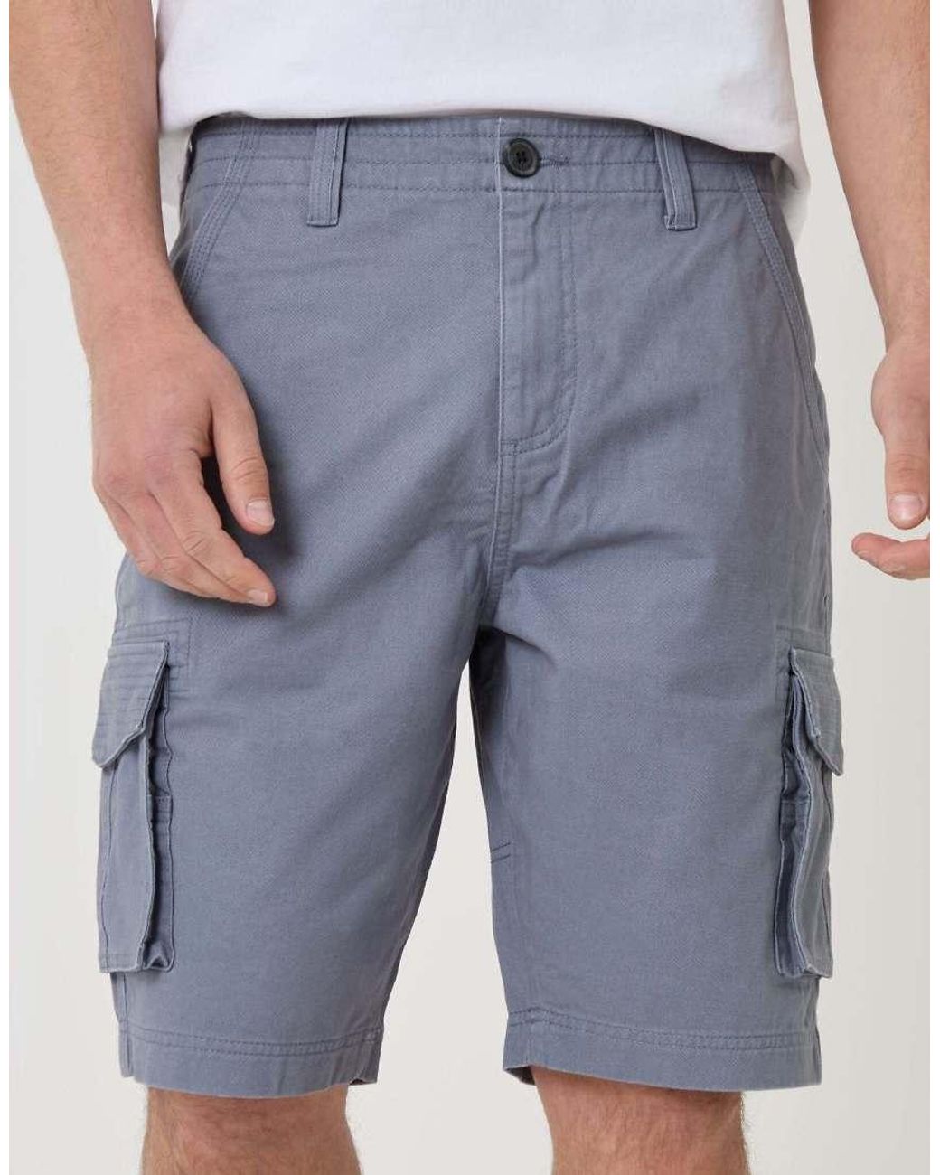 Threadbare Blue Cotton 'Bute' Cargo Shorts for men