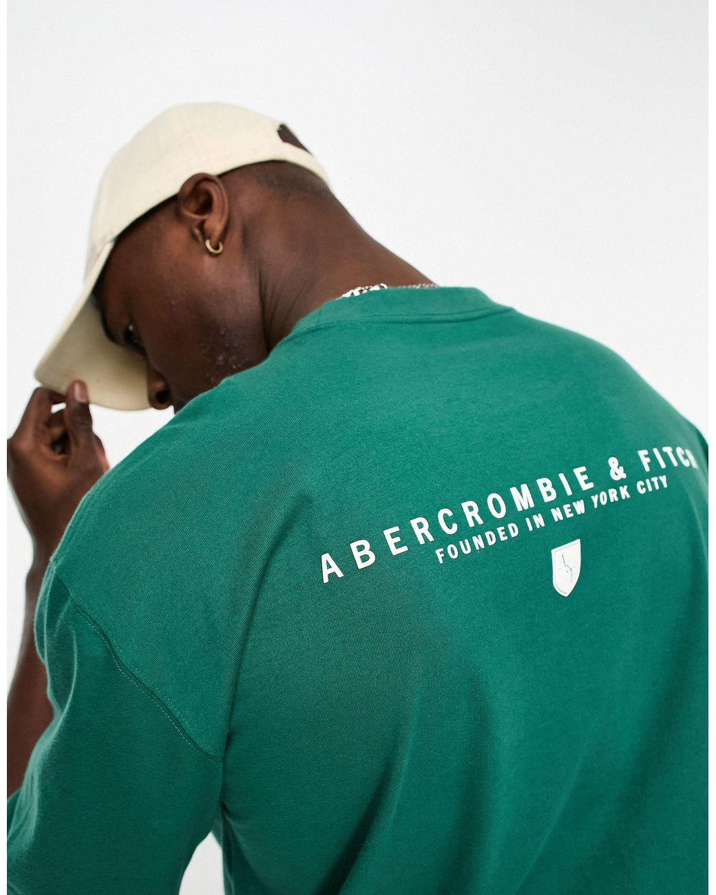 Abercrombie & Fitch Oversized Fit Tshirt With Shield Logo in Green for