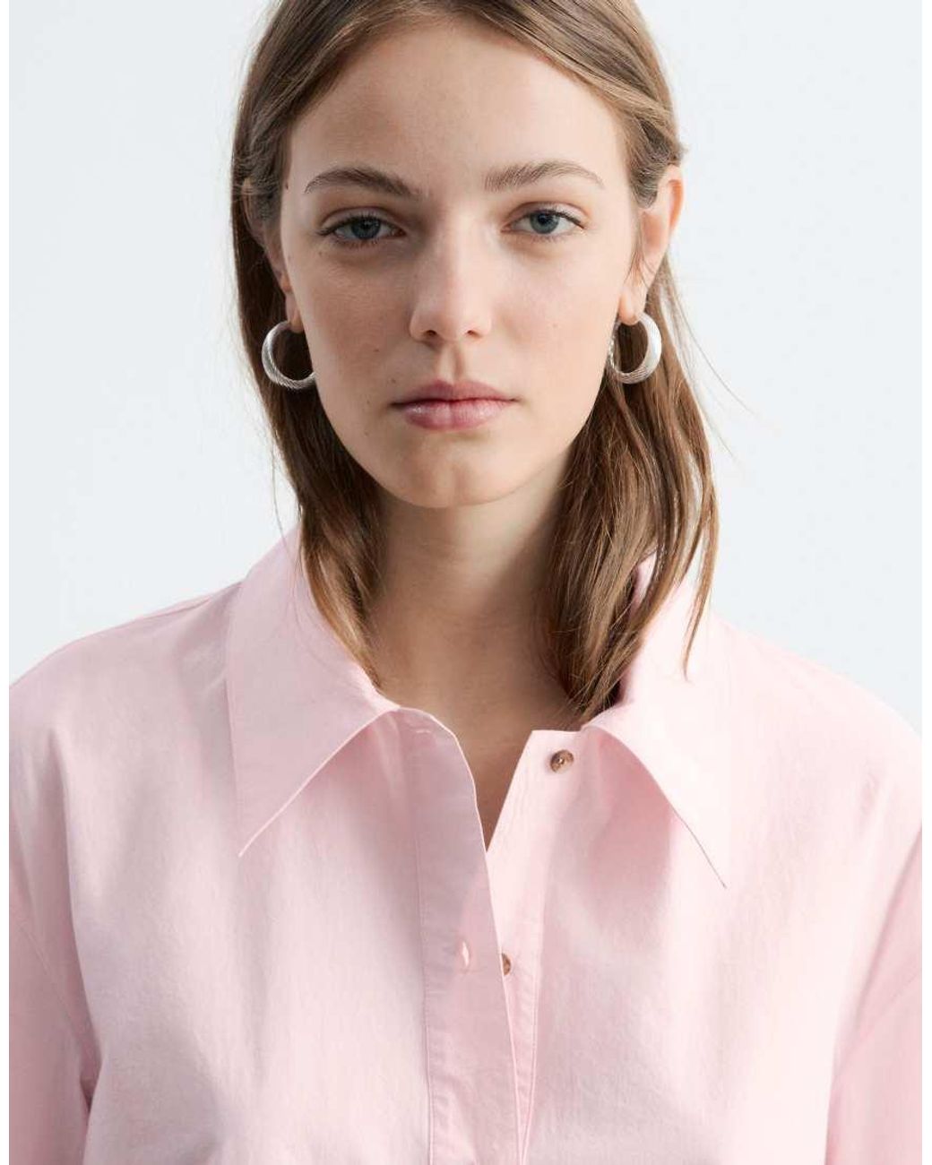 & Other Stories Pink Pure Cotton Poplin Polo Mini Dress