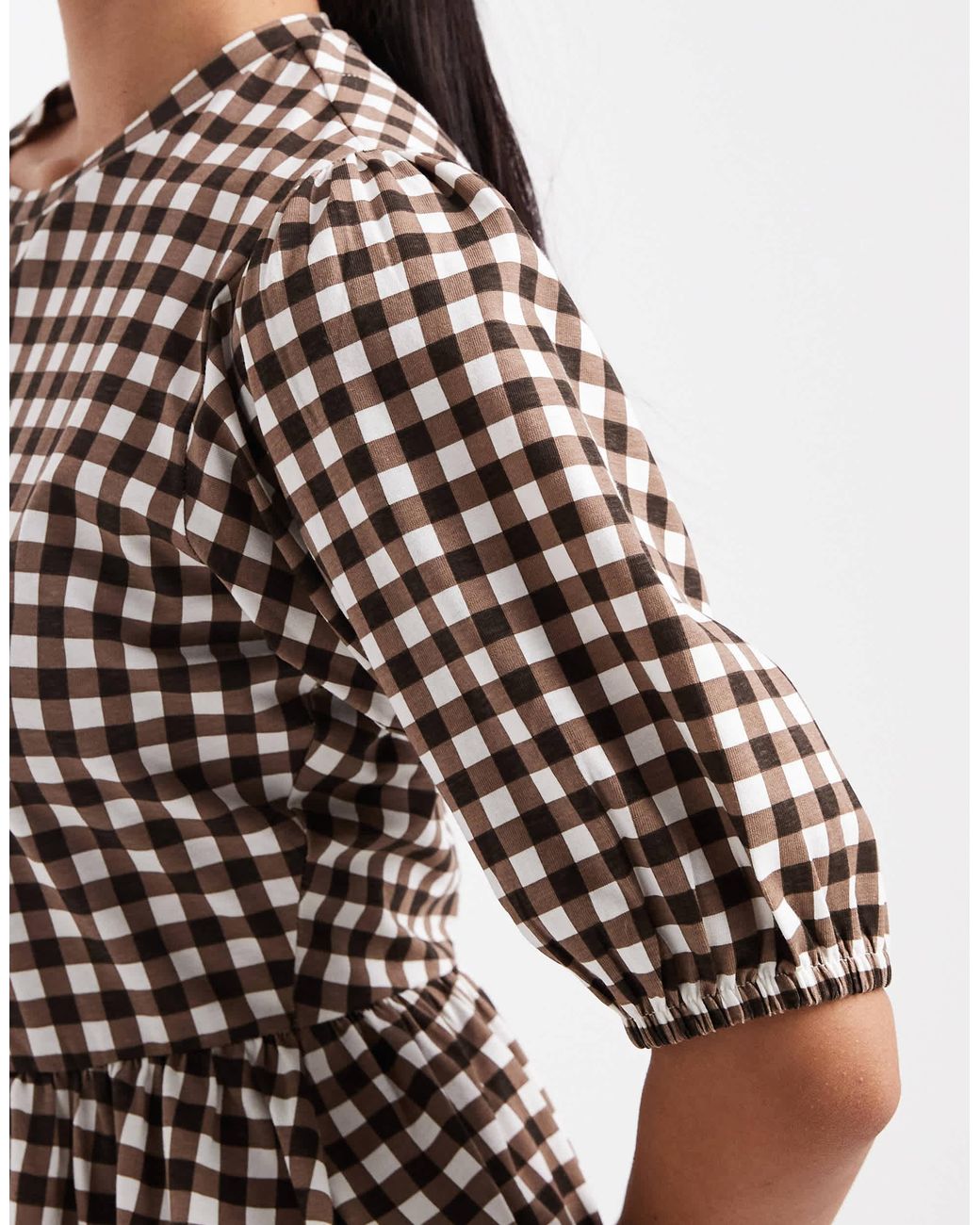 Threadbare White Jersey Puff Sleeve Peplum Top