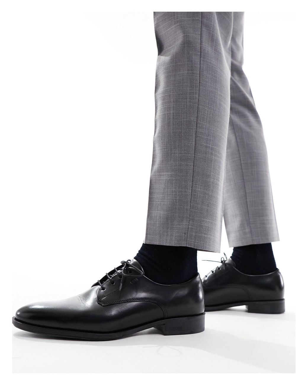BOSS Boss Colby Leather Derby Lace Up Shoes in Black for Men Lyst UK