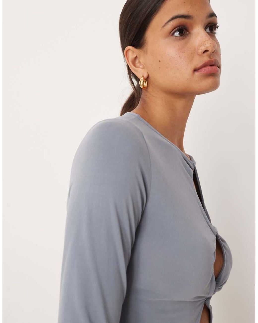 ASOS Blue Modal Long Sleeve Key Hole Cardigan