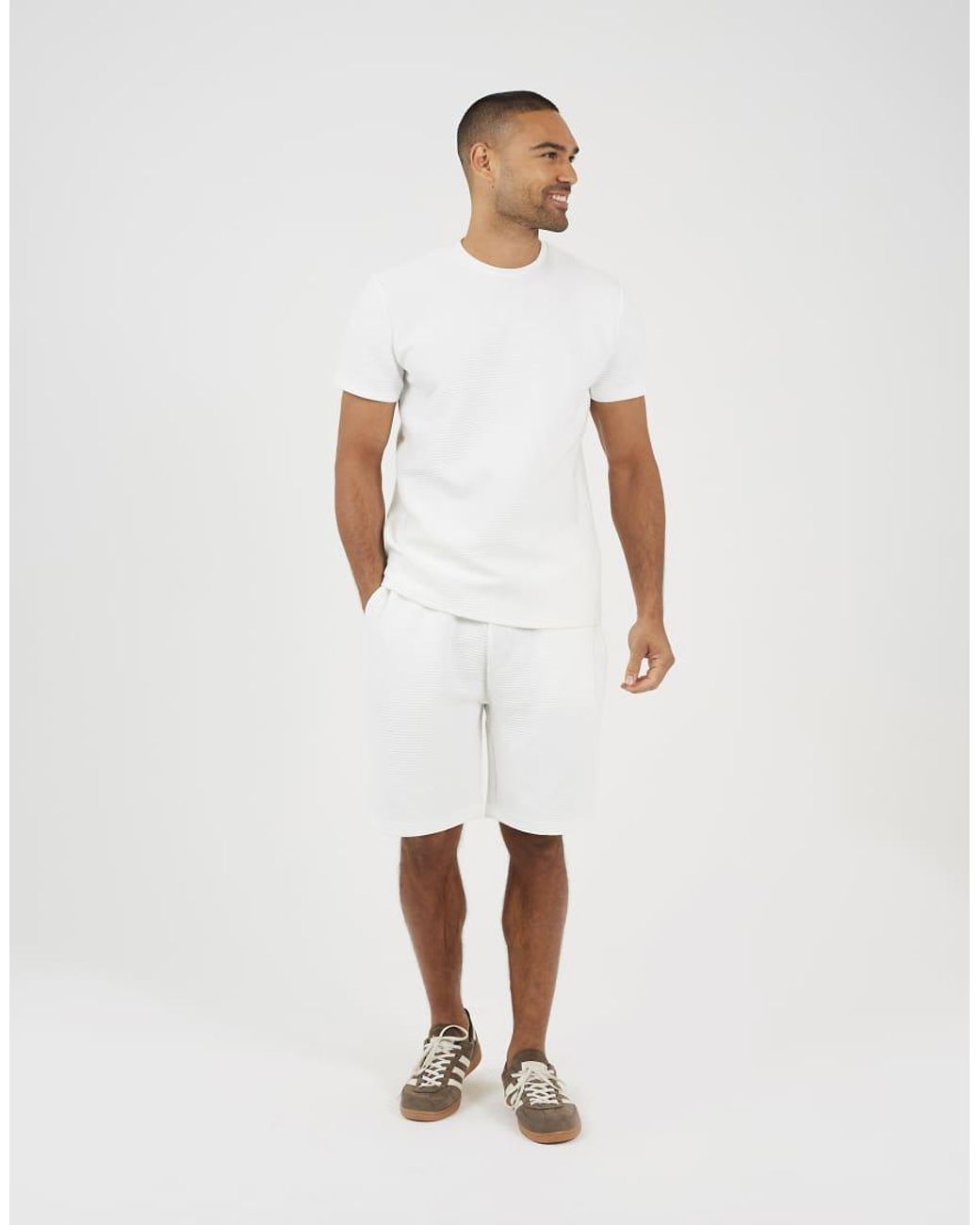 Brave Soul White Elasticated Waist Shorts for men