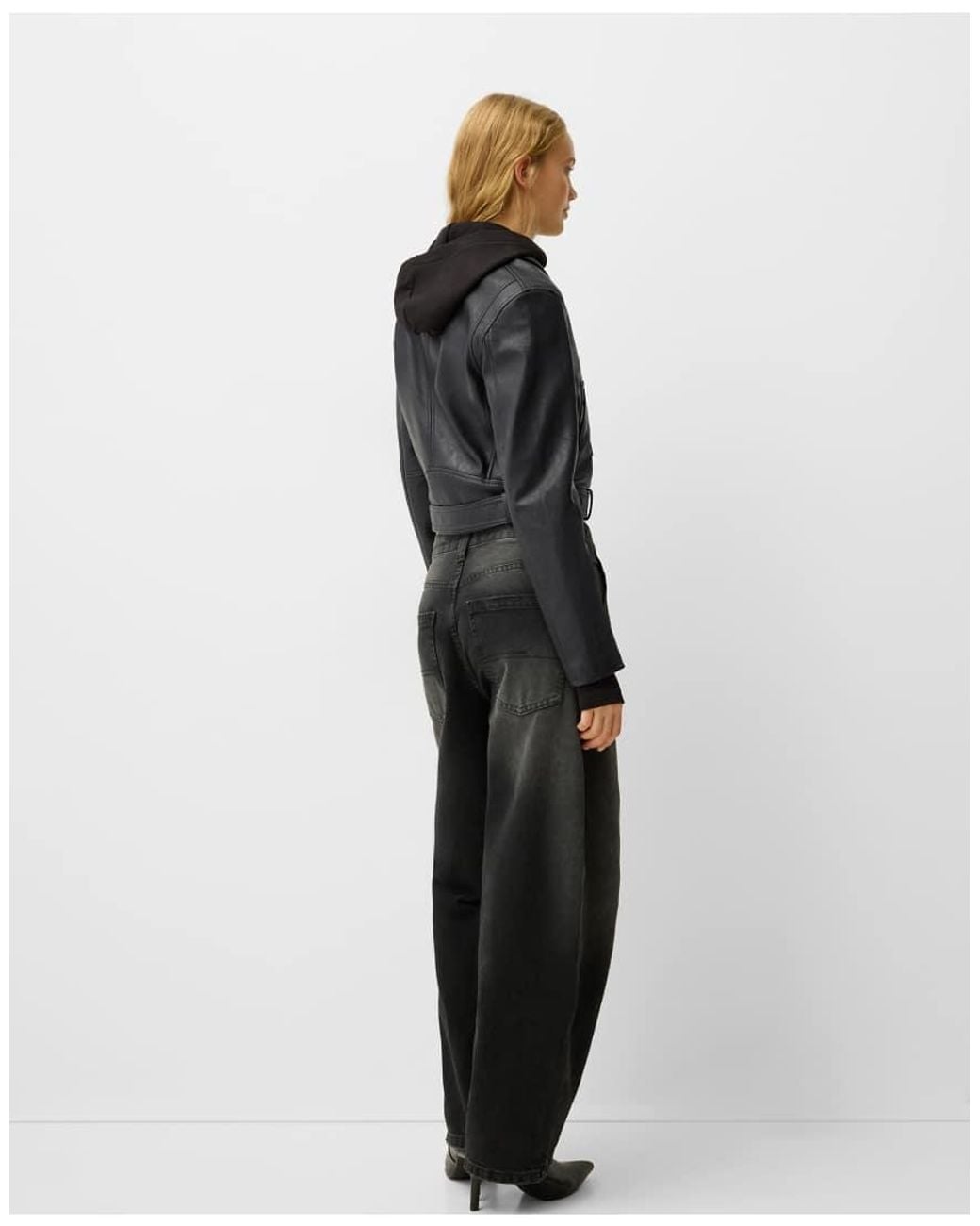 Bershka Black Faux Leather Biker Jacket