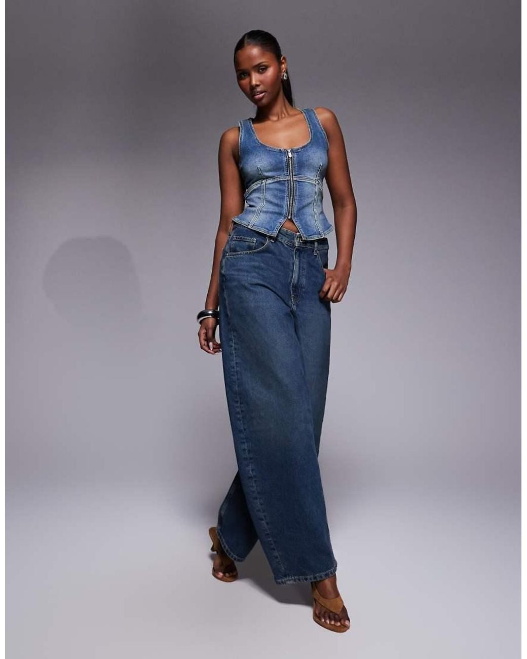Abrand Jeans Blue Denim Pinstripe Skirt