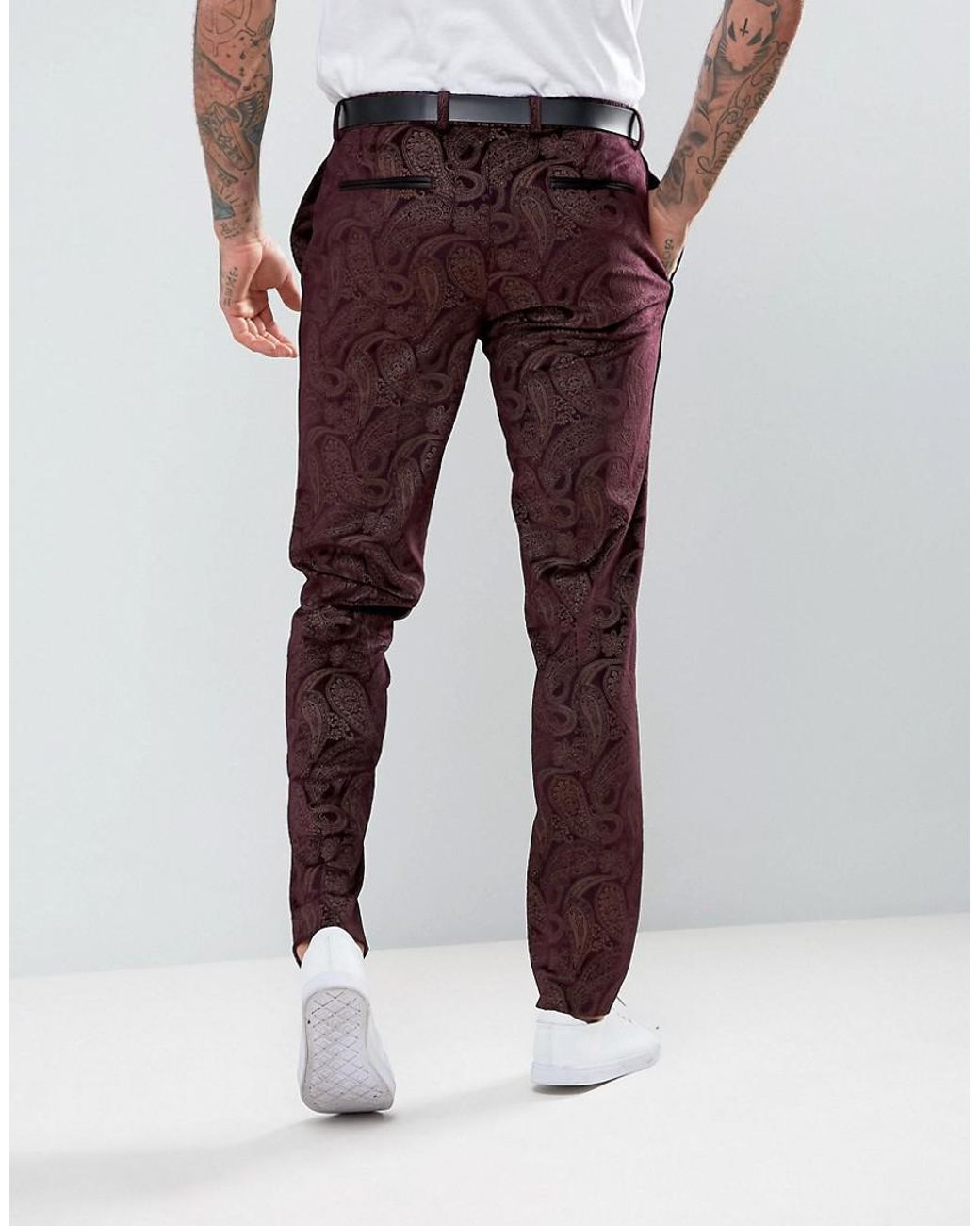 Bar III Mens SlimFit Burgundy Plaid Suit Pants Created for Macys   Macys