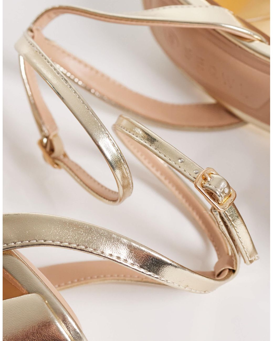 SEQWL Metallic Strappy Barely There Block Heeled Sandal