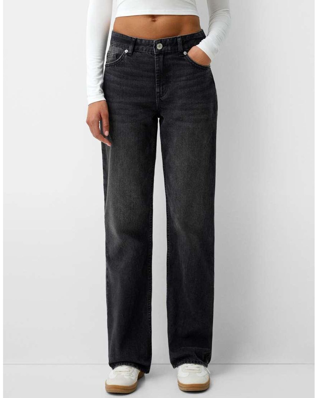 Bershka White Straight Fit Jeans