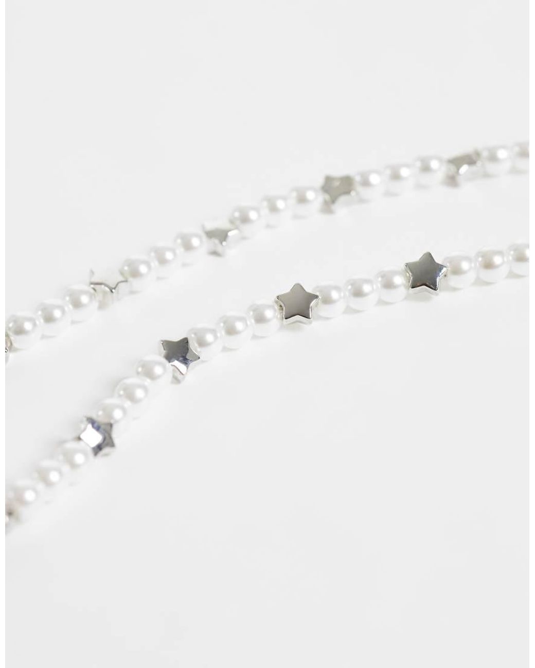 ASOS White Faux Pearl And Star Beaded Necklace for men