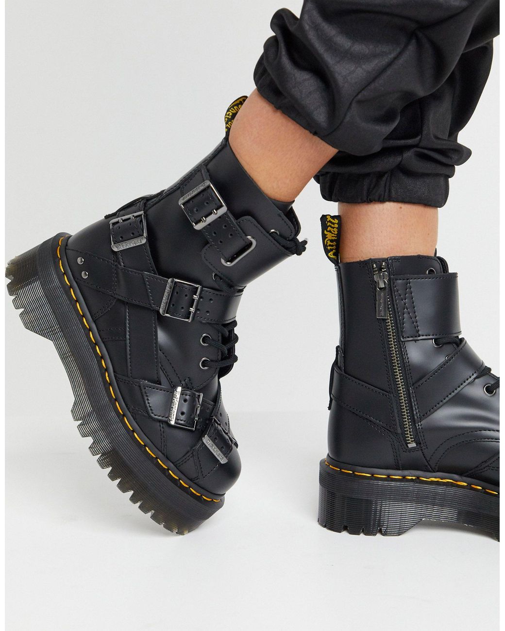Dr. Martens Jadon Strap Buckle Chunky Flatform Boots in Black | Lyst  Australia