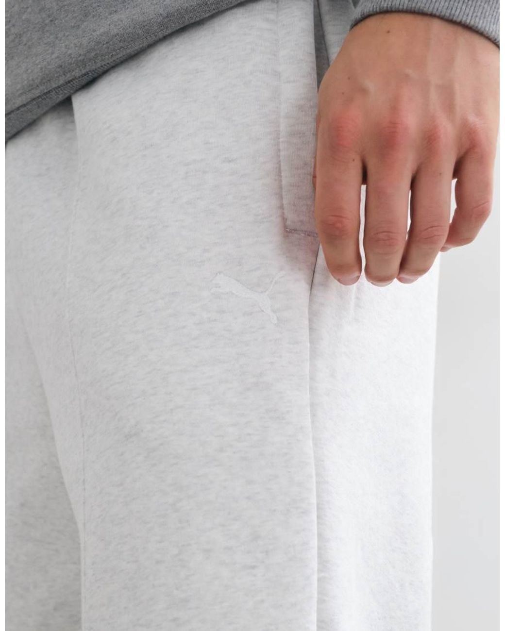 PUMA Gray Essentials Heavy Fleece Relaxed Sweatpants for men