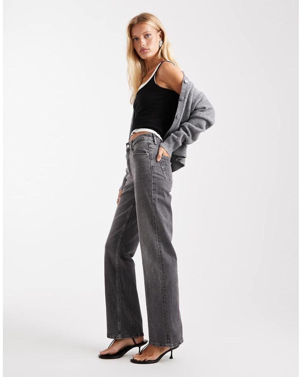 Vaqueros Grises Elásticos De Pernera Recta Cómoda De ASOS de color Gray