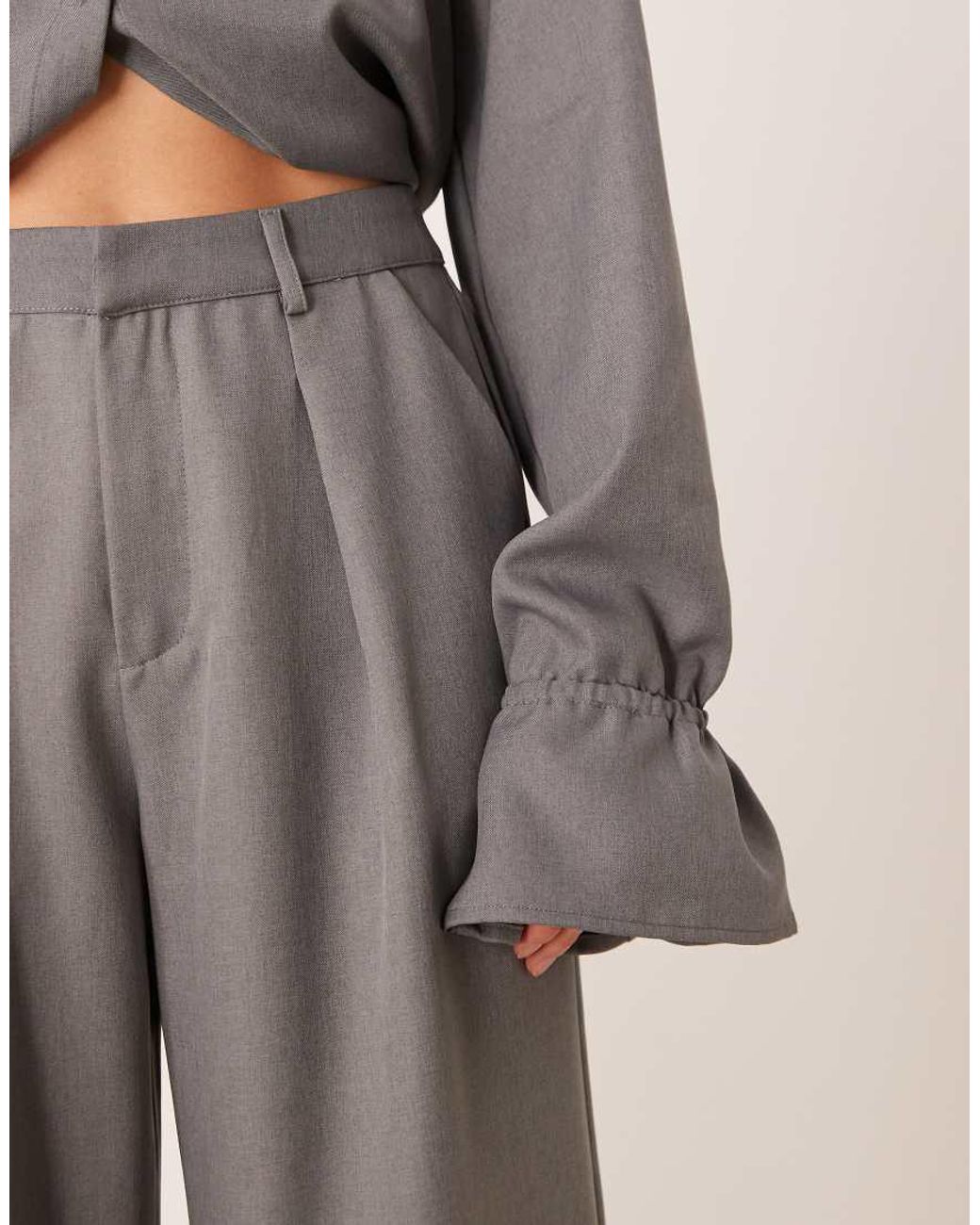 SNDY'S Gray Pleat Front Tailored Trousers Co-ord