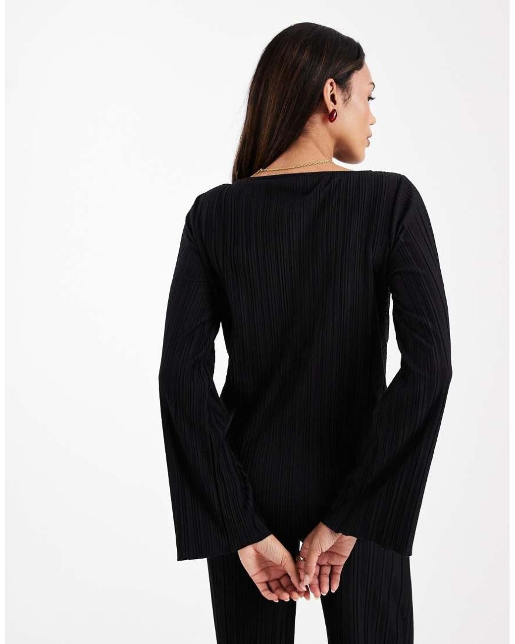 Mama.licious Black Mamalicious Maternity Long Sleeve Plisse Top Co-ord