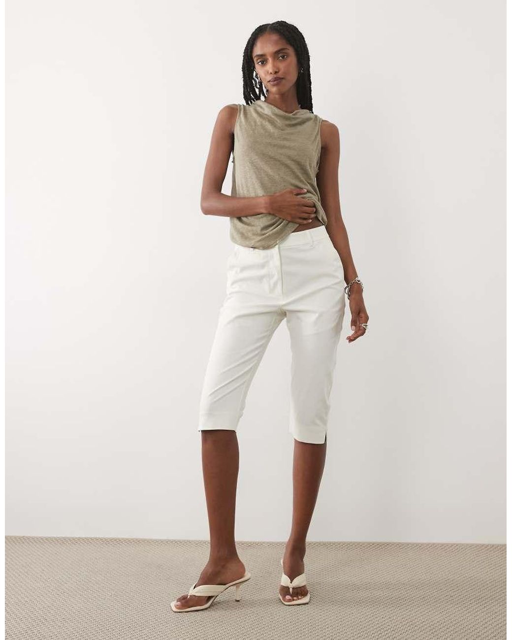 Mango Natural Cowl Neck Sleeveless Top