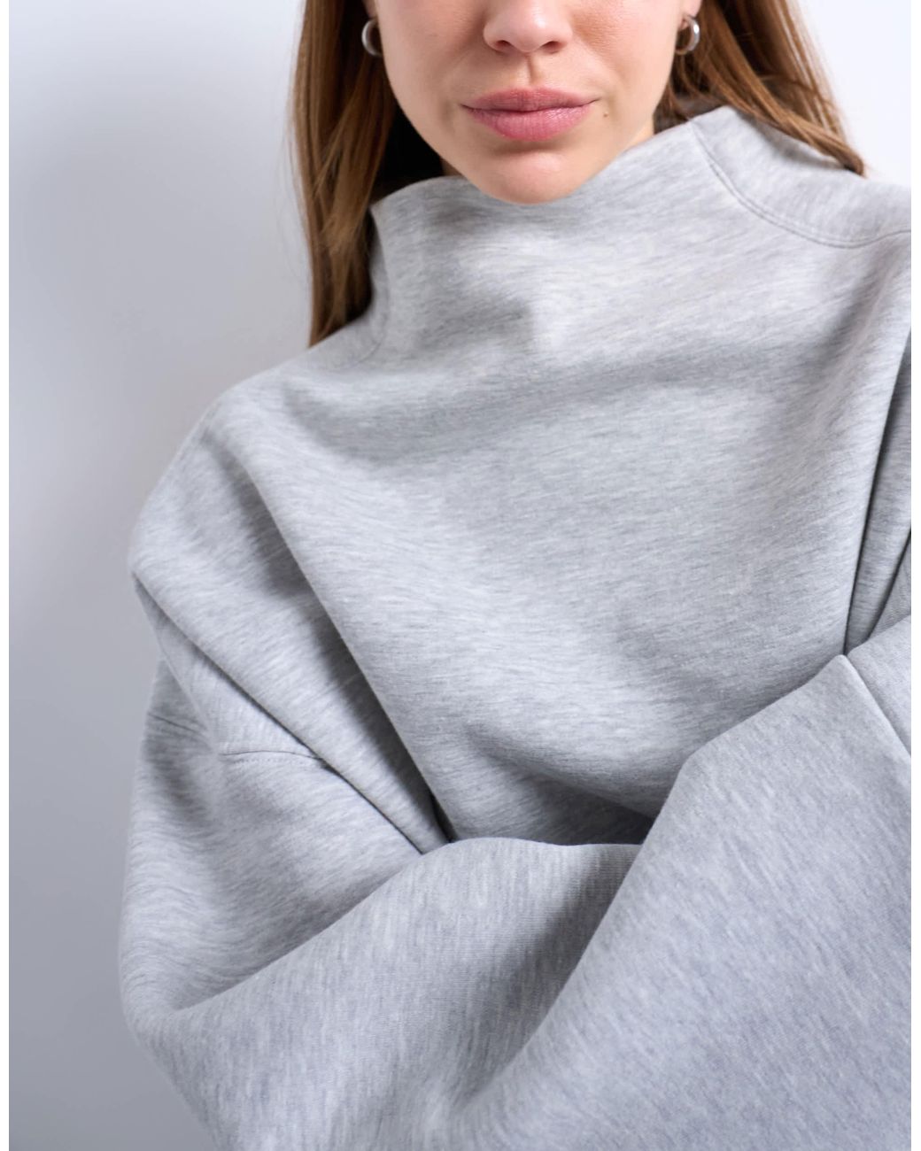 TOPSHOP Gray Funnel Neck Oversized Sweat
