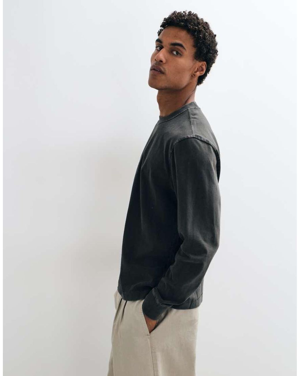 Abercrombie & Fitch Blue Oversized Heavyweight Long Sleeve T-shirt for men