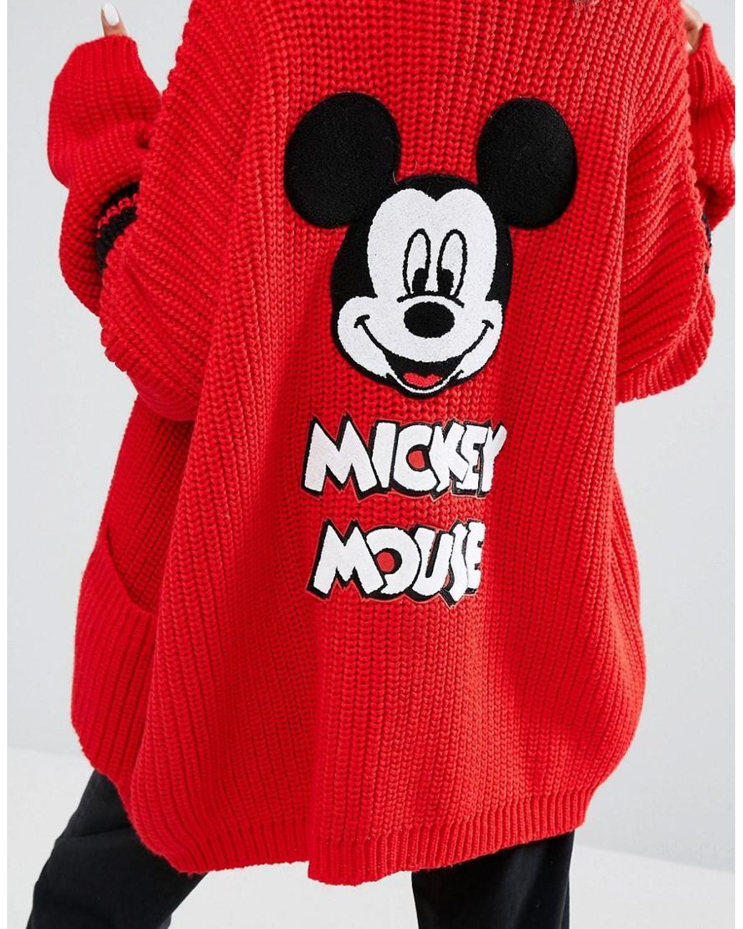 Lazy Oaf X Disney Mickey Mouse College Cardigan in Red Lyst