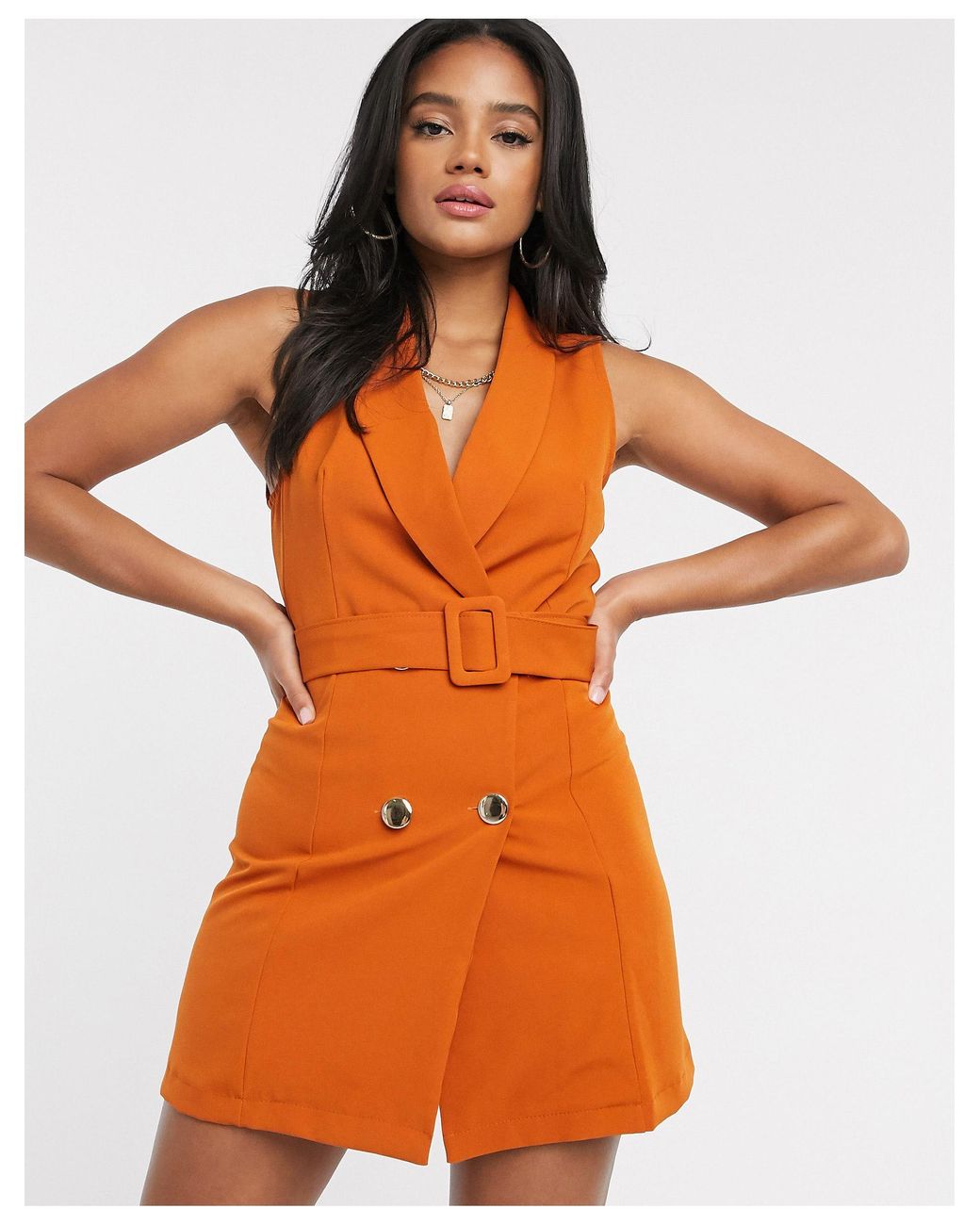 Synthetic Sleeveless Blazer Dress 