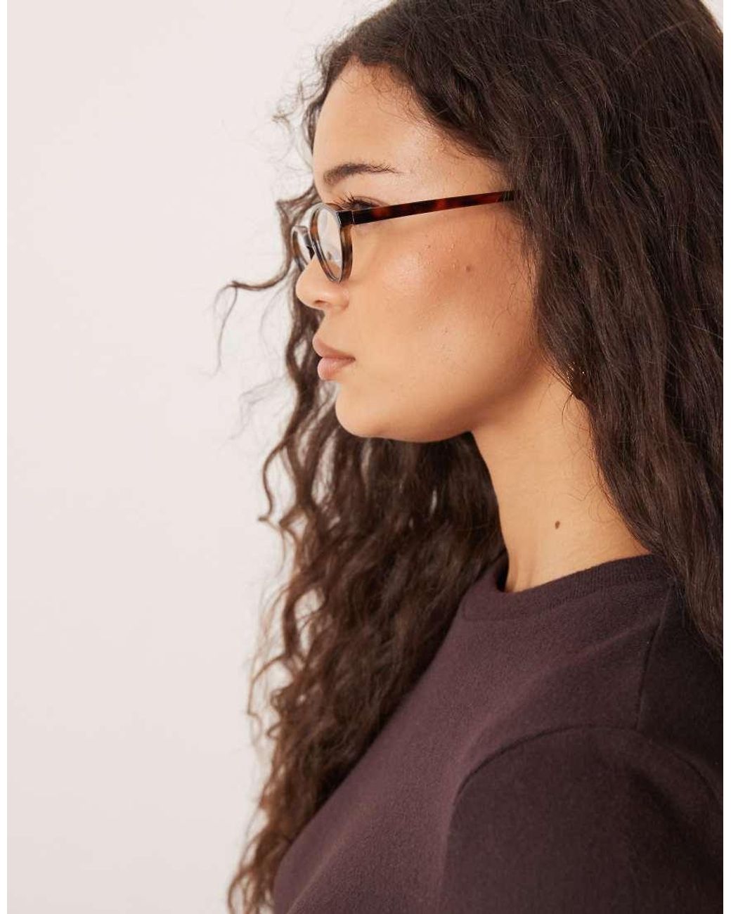 ASOS Brown Clear Blue Light Lens Slim Oval Glasses