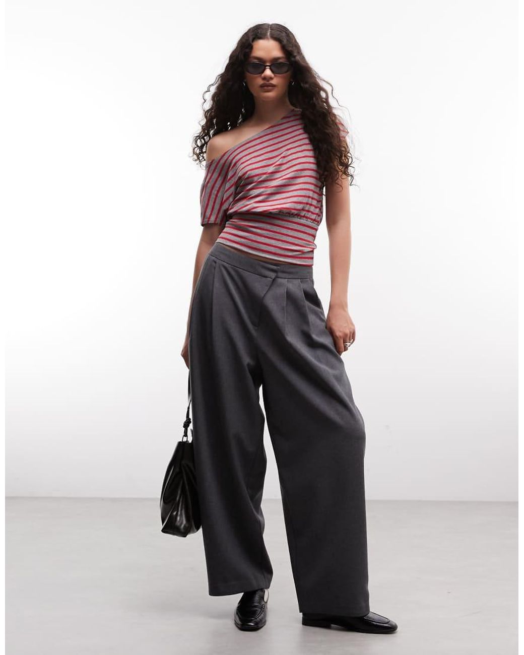Collusion Red Off The Shoulder Top With Cinched Waist