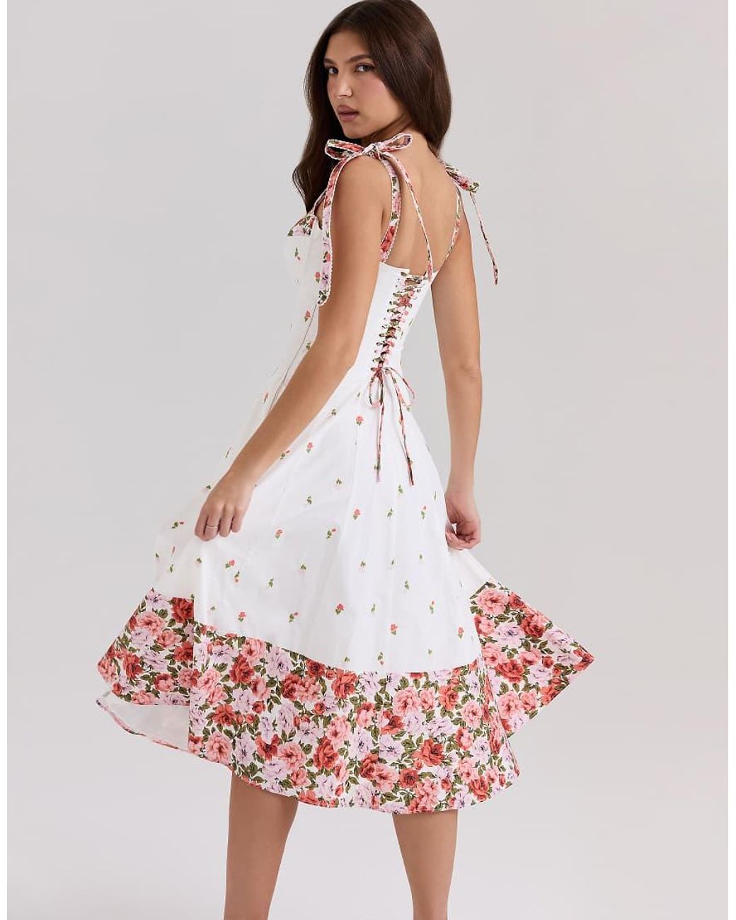 House Of Cb White Emely Stretch Cotton Midi Sundress