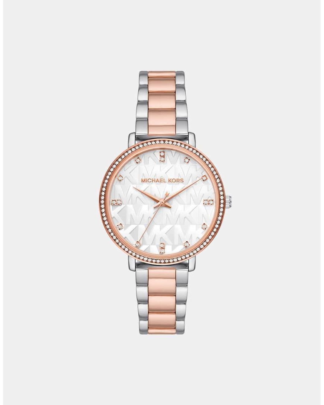 Michael Kors White Pyper Three-Hand Two-Tone Stainless Steel Watch