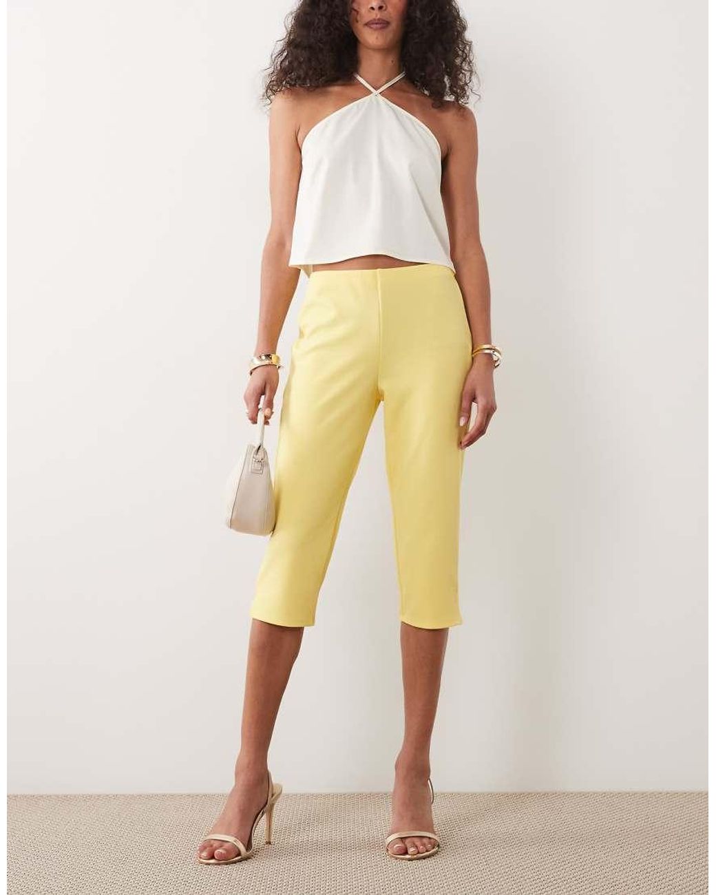 ASOS Yellow Capri Trousers With Side Split