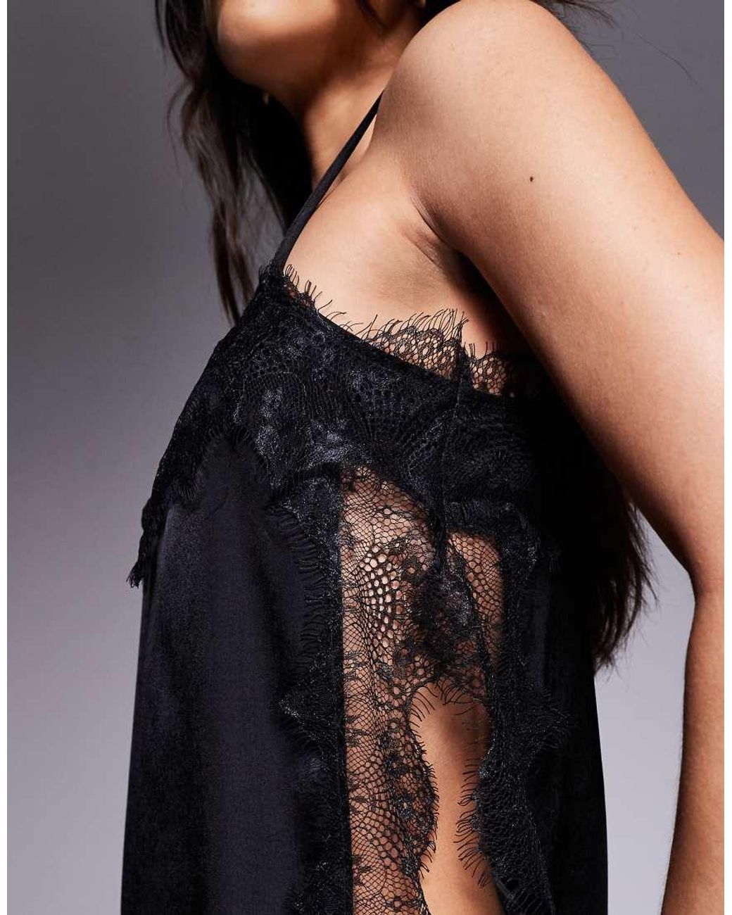ASOS Gray Lace Trim Detail Longline Cami