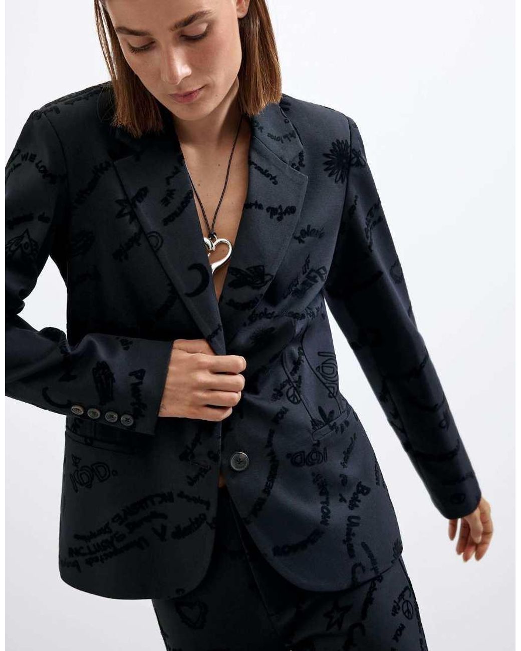 Desigual Blue Flocked Blazer