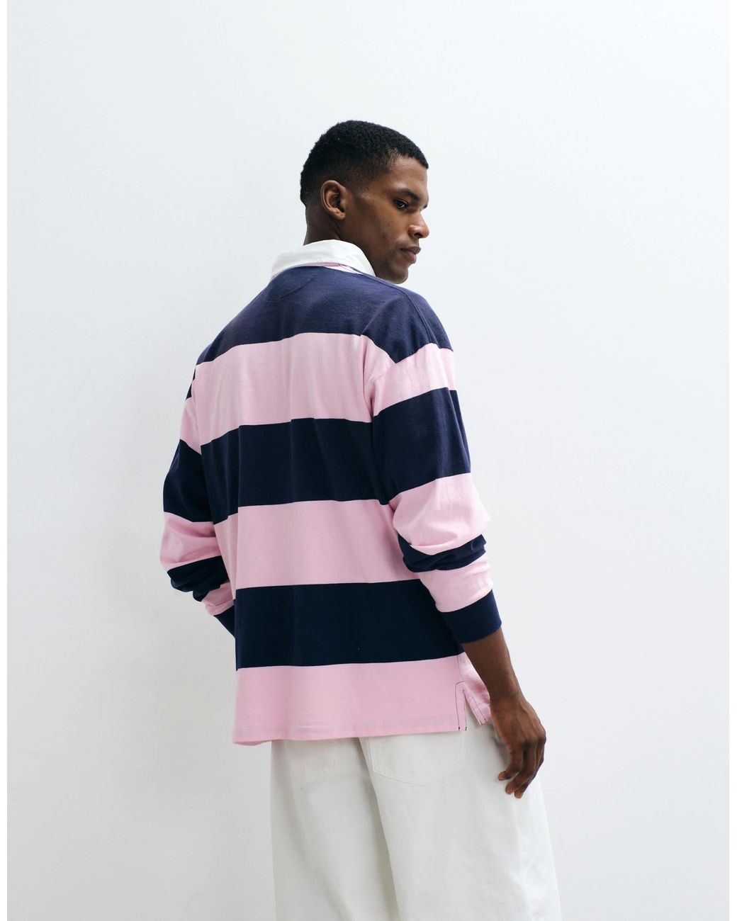 Polo rugby oversize à logo drapeau et rayures bloc bleu marine et Polo Ralph Lauren pour homme en coloris White