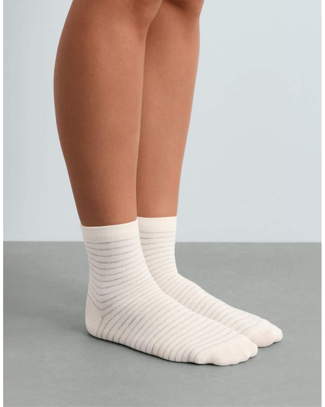 Oysho White 5 Pairs Of Cotton Blend Quarter Socks