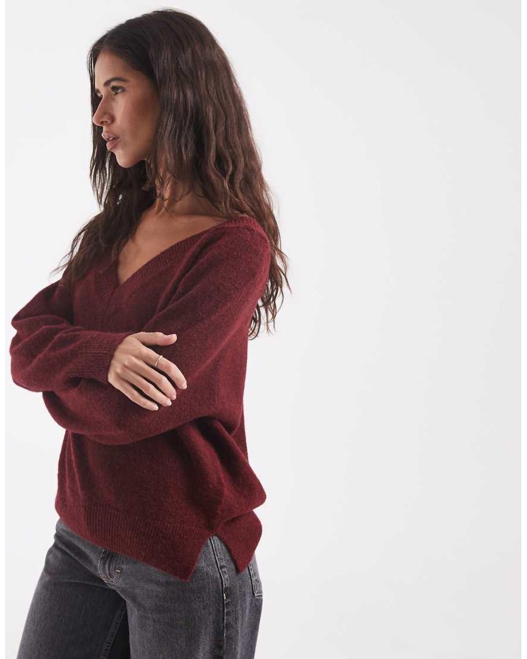 ONLY Red Reversible Knitted Jumper