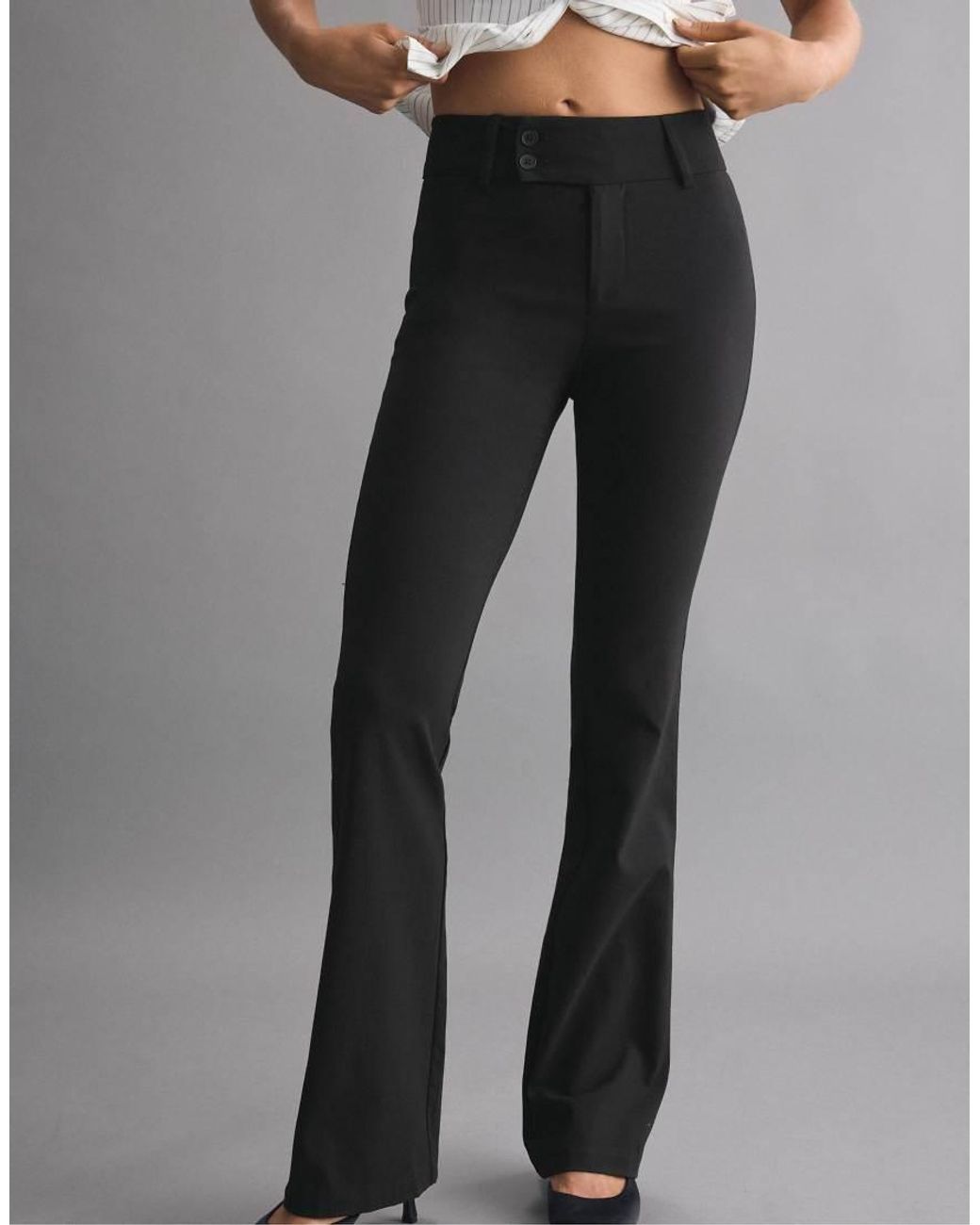 Stradivarius Black High-waist Bengaline Bell Bottom Trousers