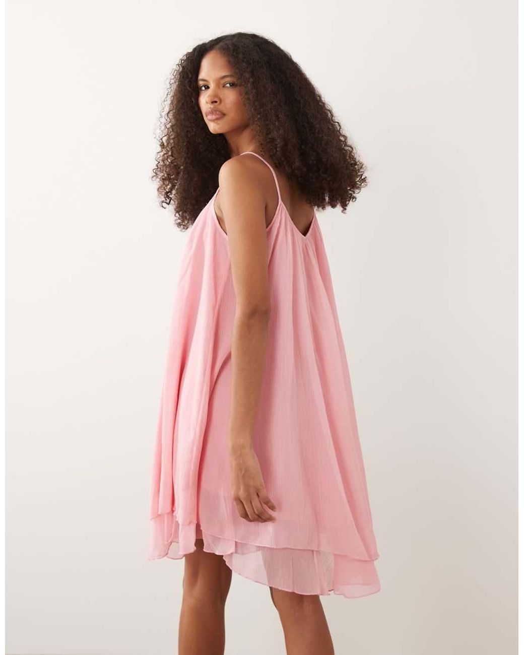 Vila Pink Chiffon Trapeze Mini Dress