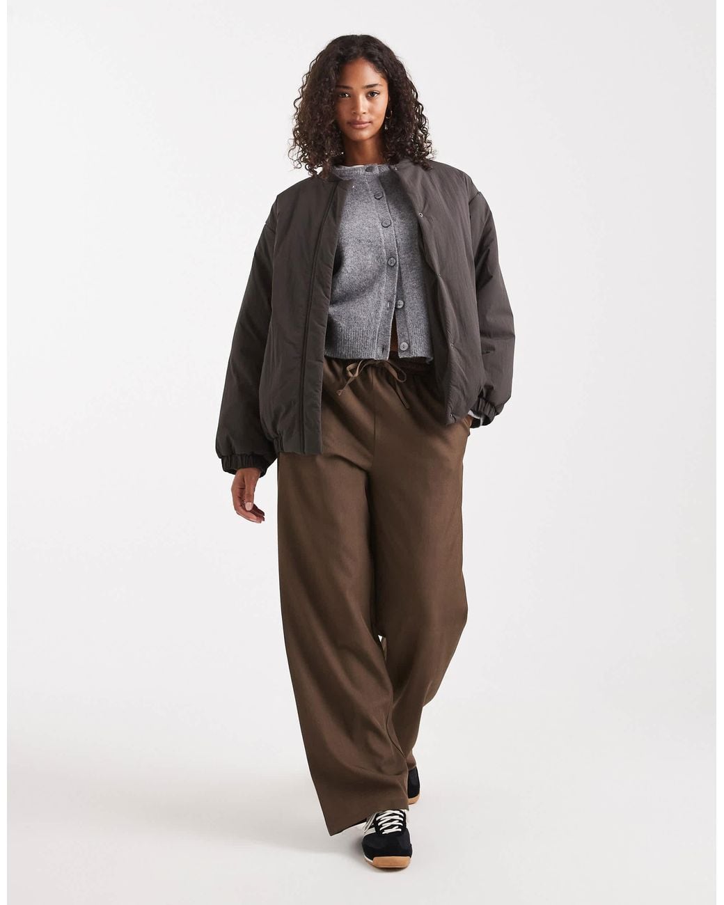 ASOS Gray Padded Oversized Bomber Jacket