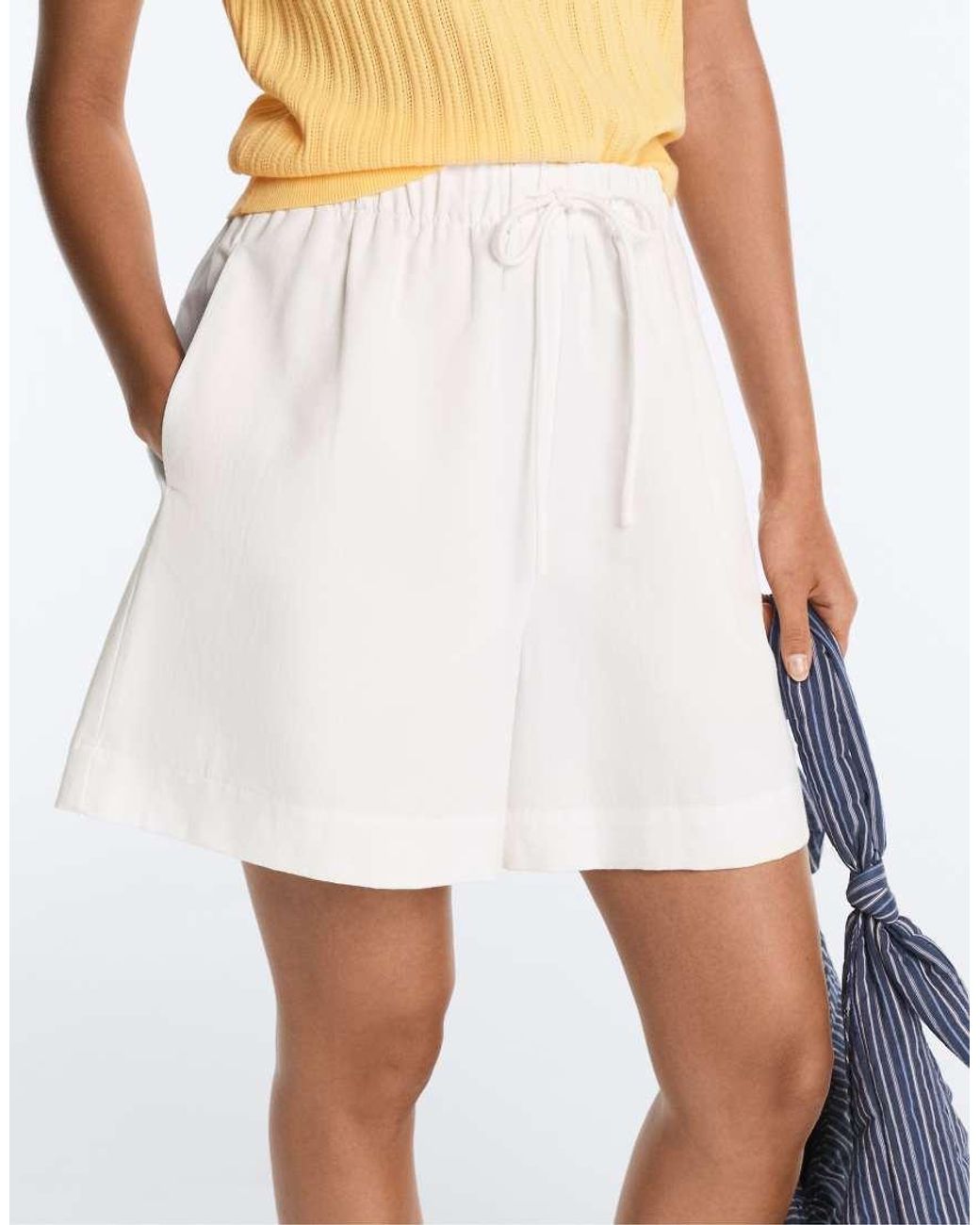 Oysho White Cotton Blend Shorts