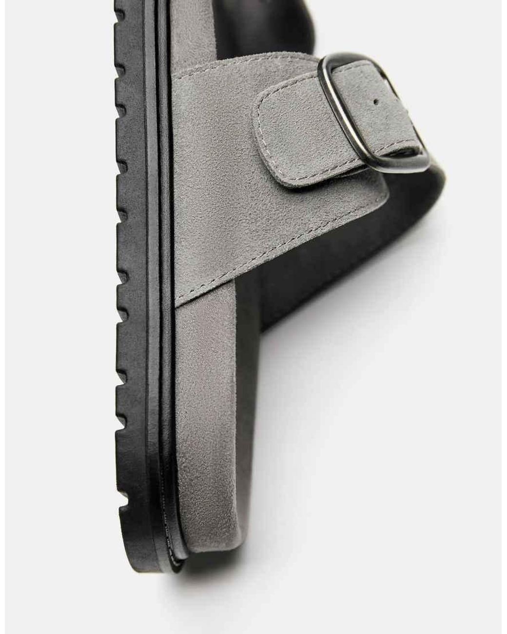 Pull&Bear White Leather Buckle Sandals for men
