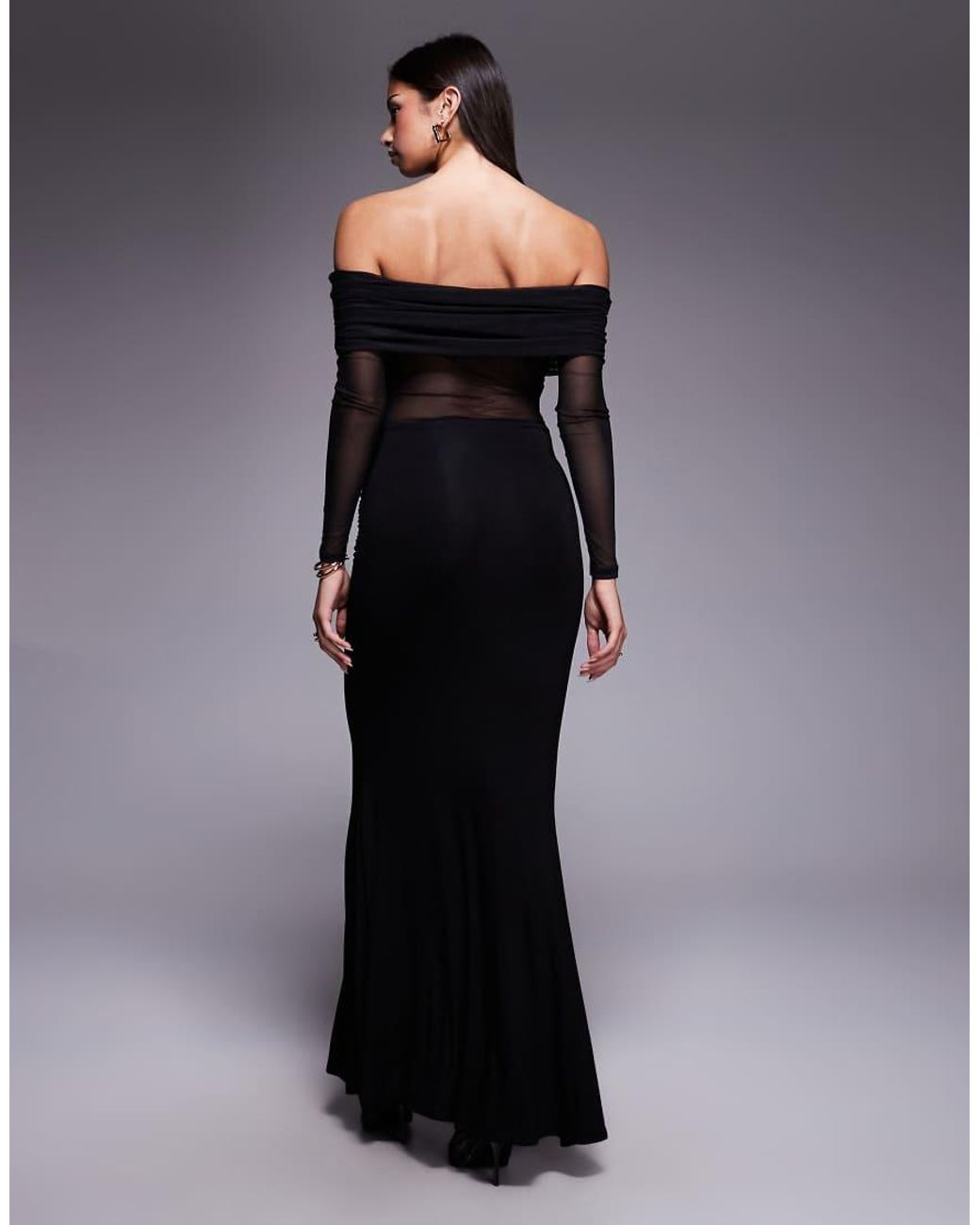 Aria Cove Blue Mesh Bandeau Cut Out Maxi Dress