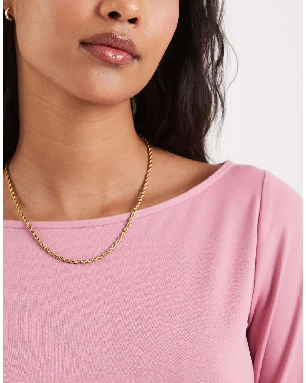 Hollister Pink Long Sleeve Slash Neck Seamless Top