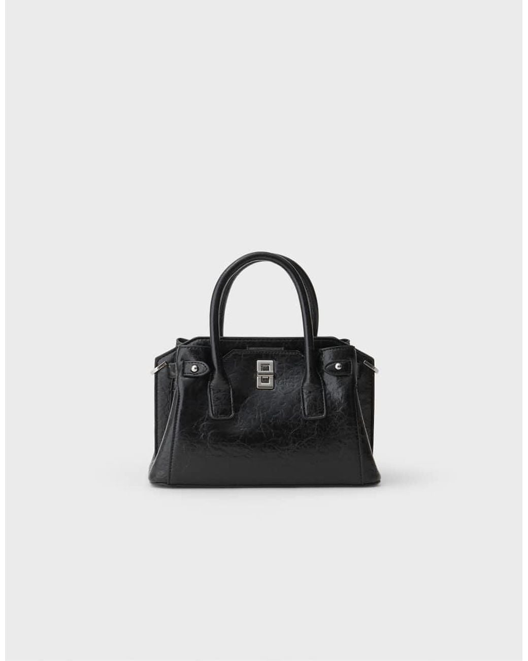 Stradivarius Black Crossbody Tote Bag With Clasp