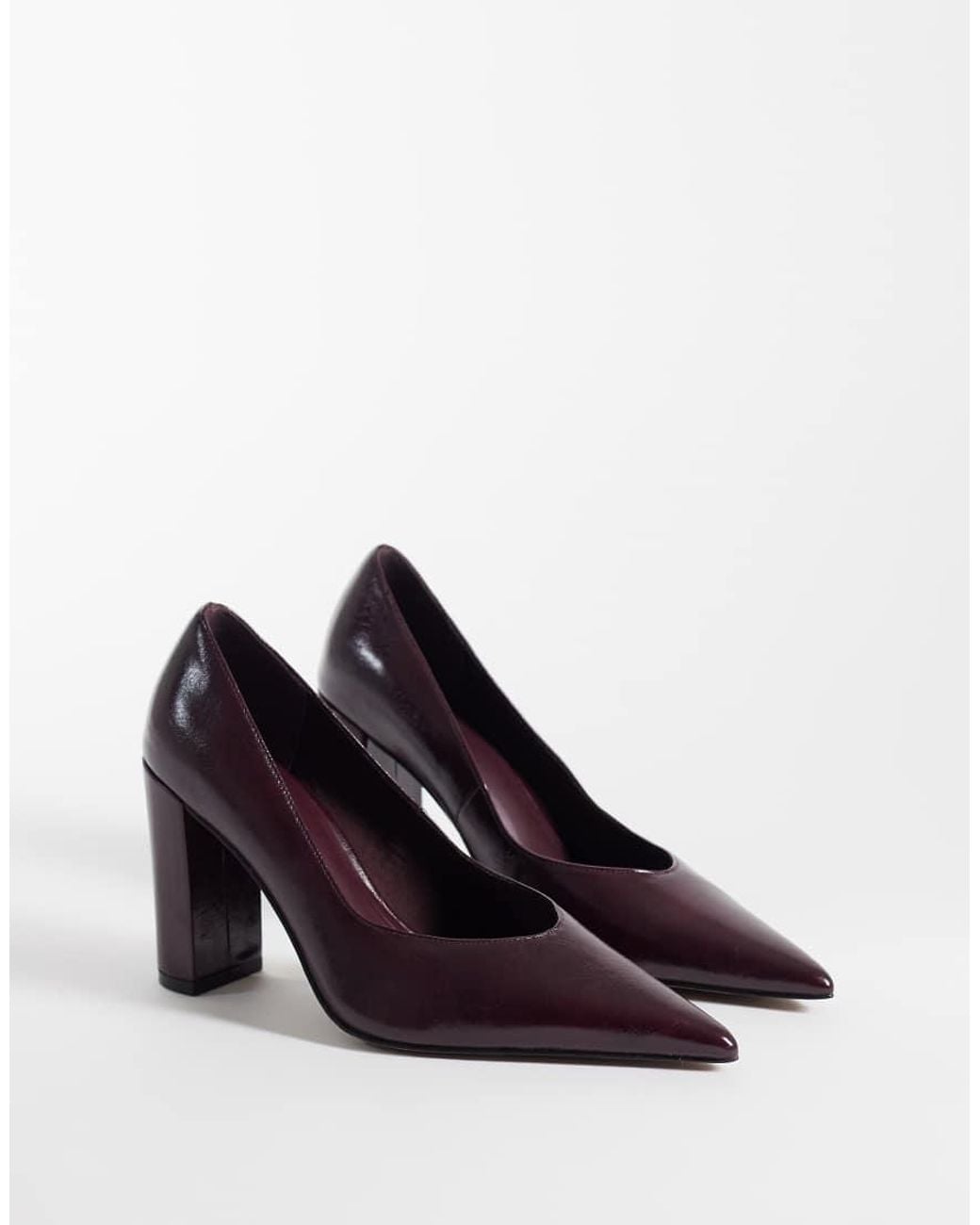 Asos Design Wide Fit Purple Panda High Block Heel Court Shoes