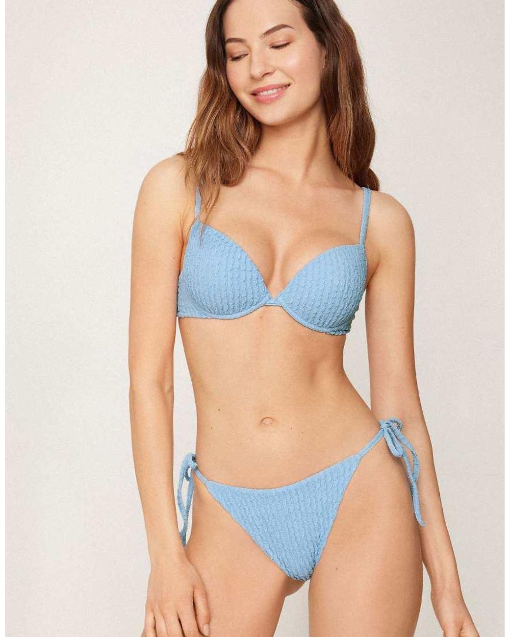Tezenis Blue Dreamy Texture Padded Push-Up Bikini Top