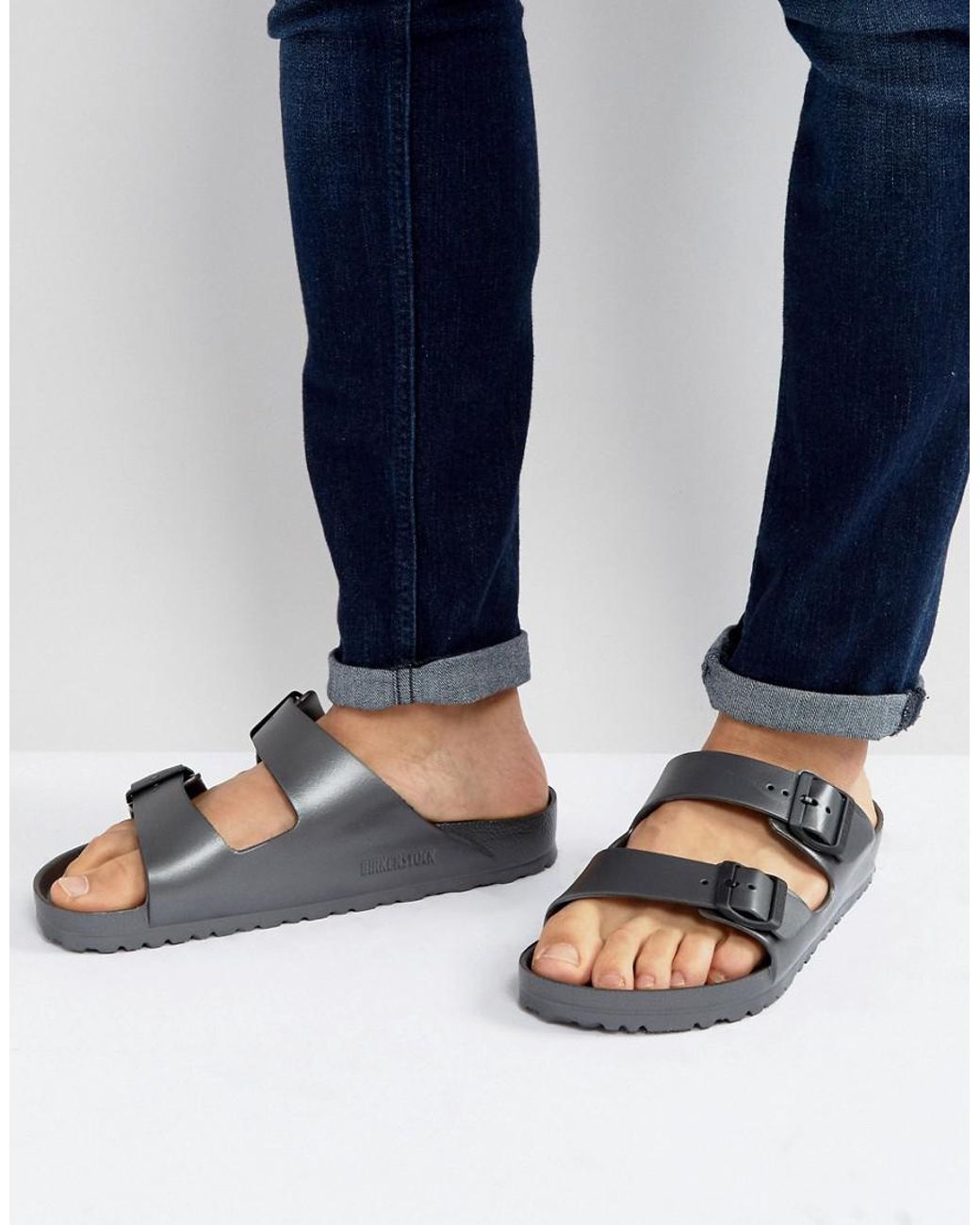 Birkenstock Arizona Eva Metallic Sandals In Anthracite in Gray for Men |  Lyst