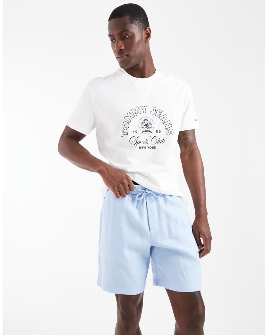 Tommy Hilfiger Blue Linen Shorts for men