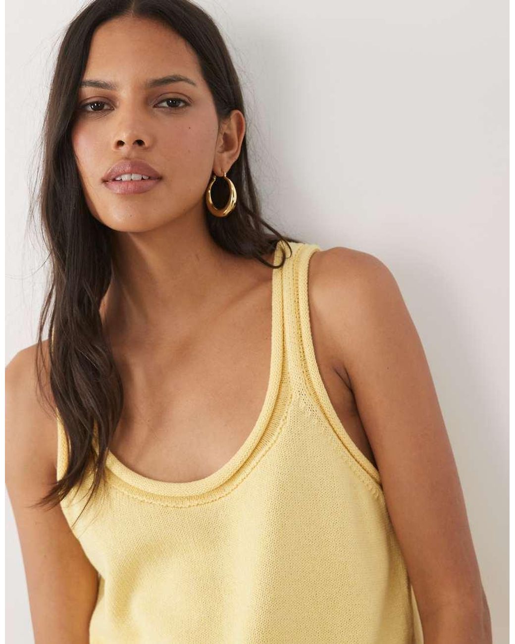 ASOS Yellow Cotton Blend U-scoop Cami Top Co-ord