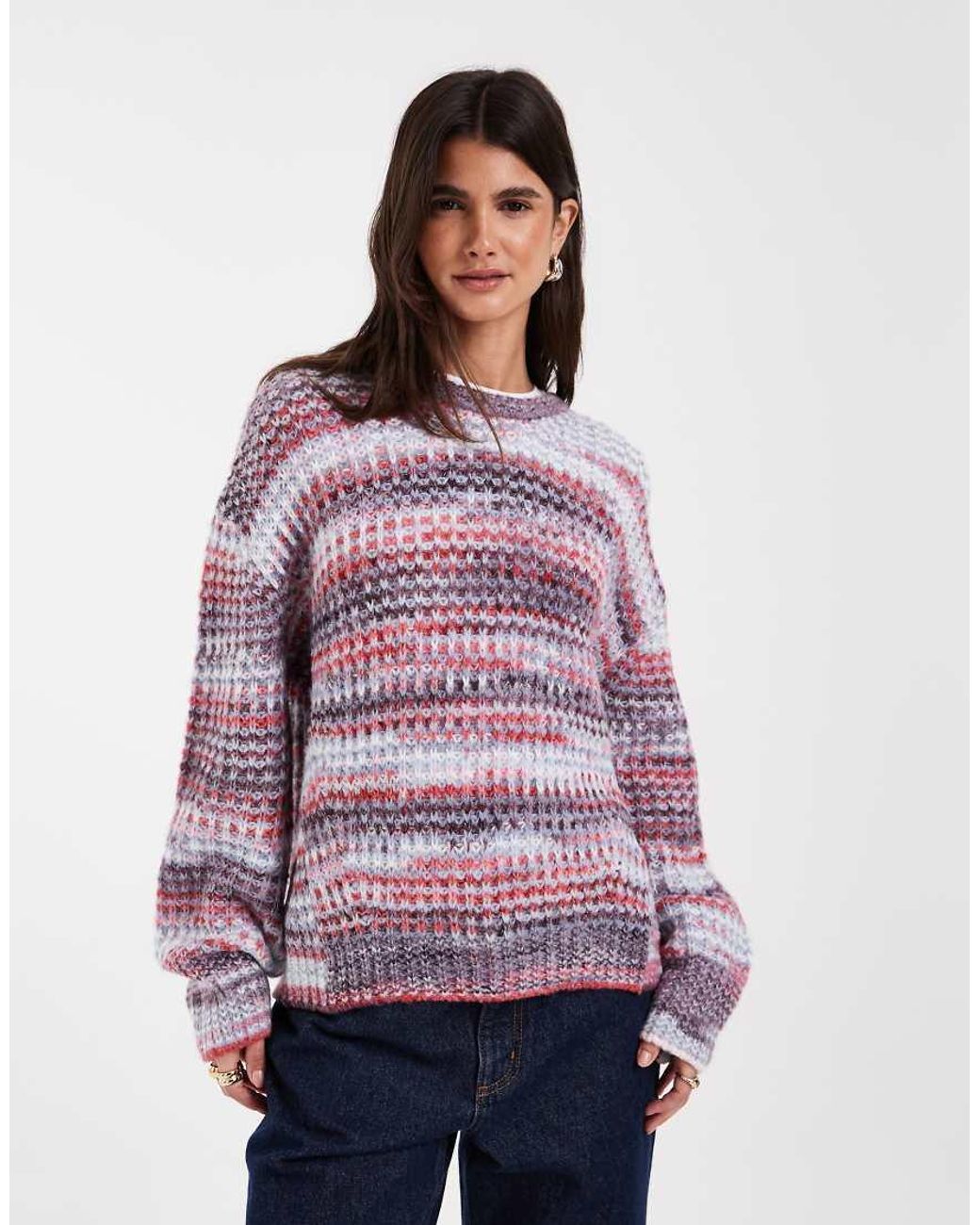 JJXX Purple Crew Neck Space Dye Jumper