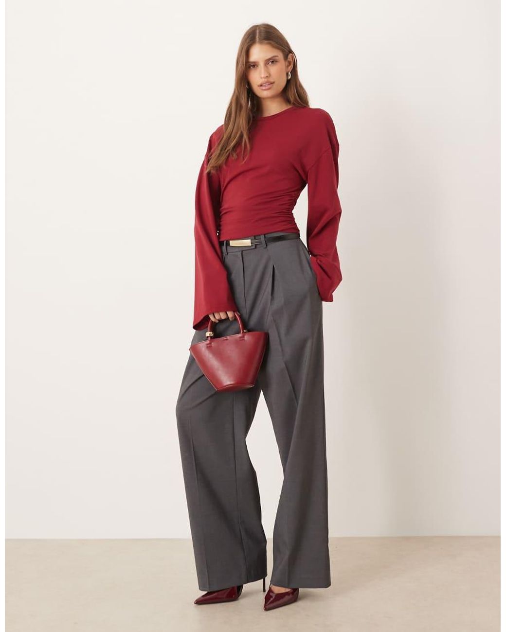 Gina Tricot Red Wide Sleeve Top