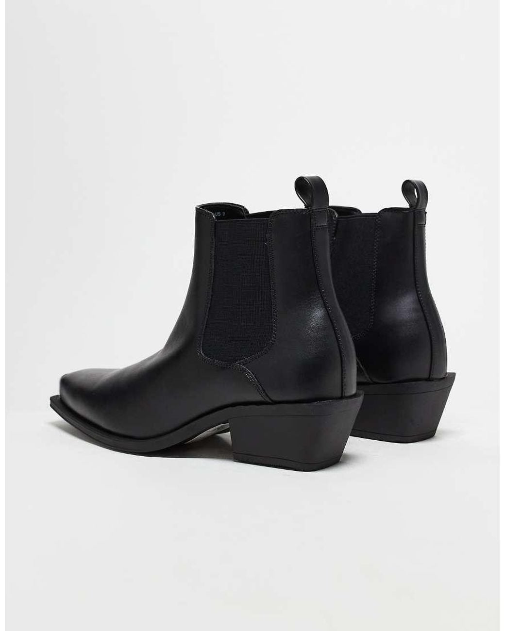 ASOS Black Cuban Heel Western Chelsea Boots for men